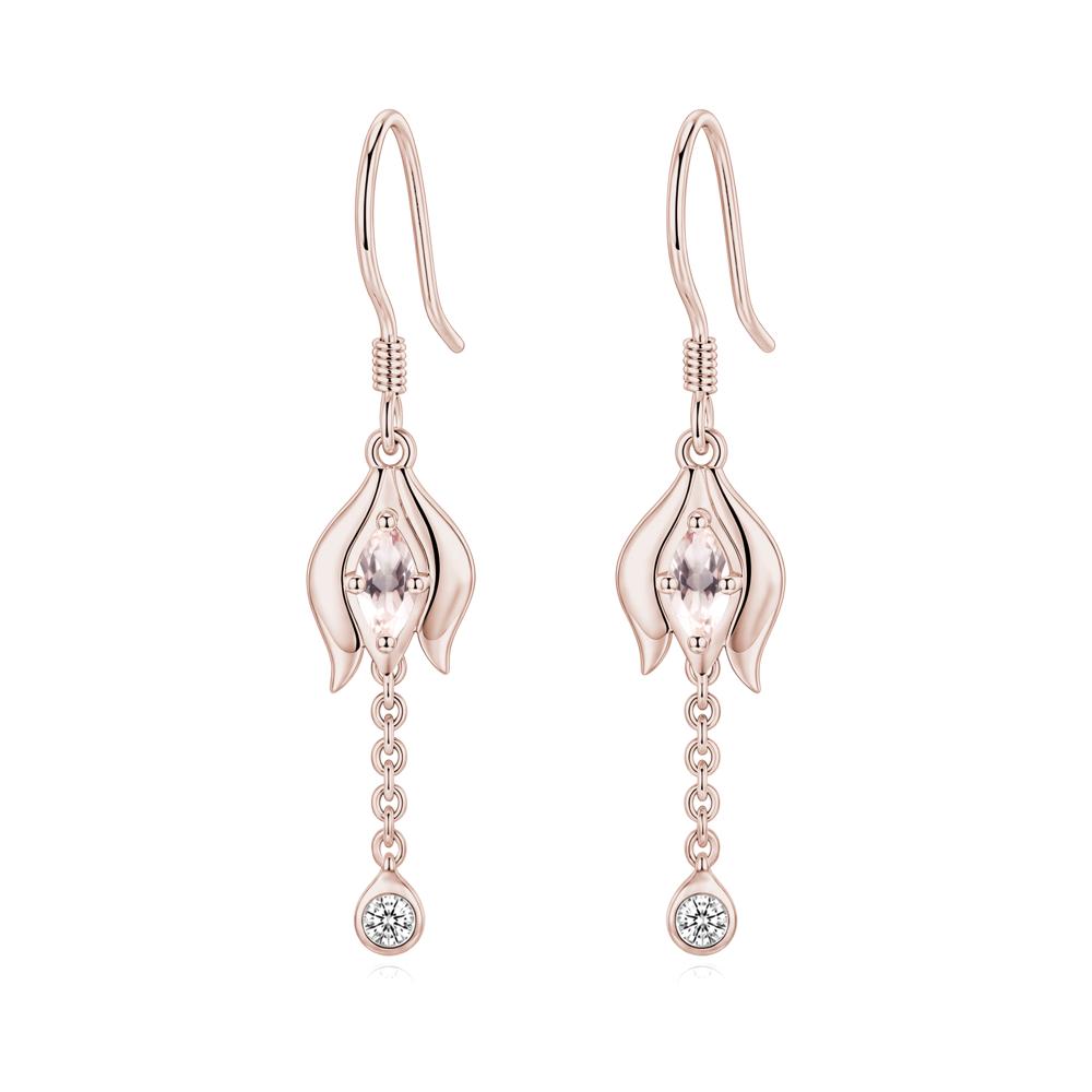 Garnet Tulip Dangle Hook Earrings - LUO Jewelry #gemstone_Morganite