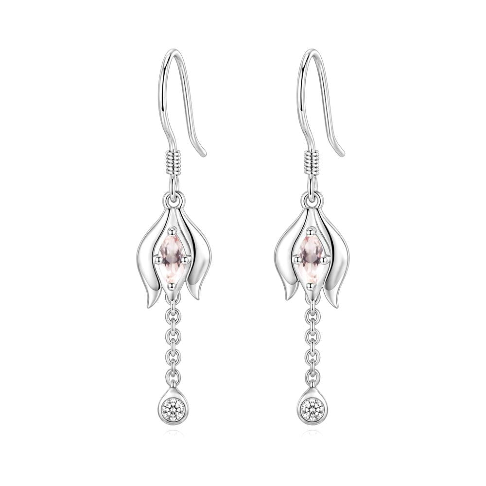 Garnet Tulip Dangle Hook Earrings - LUO Jewelry #gemstone_Morganite
