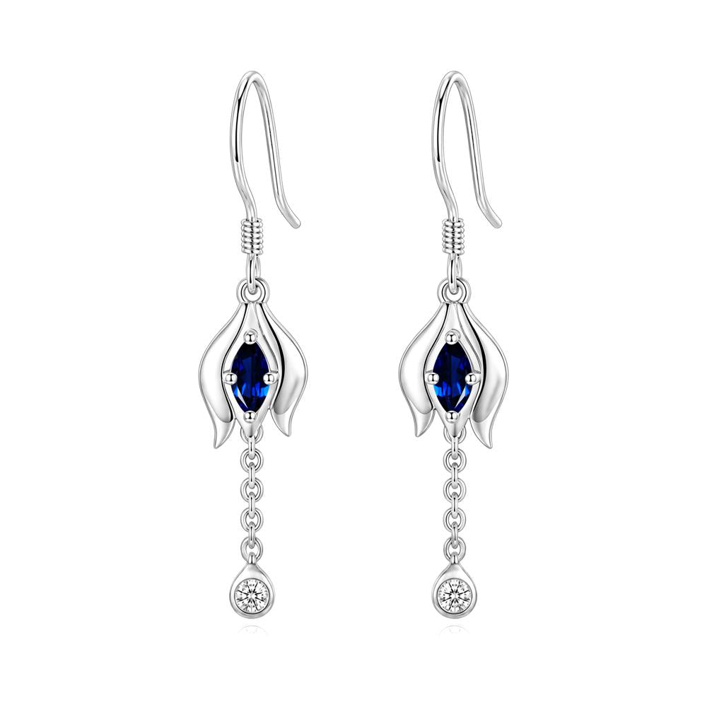 Garnet Tulip Dangle Hook Earrings - LUO Jewelry #gemstone_Sapphire