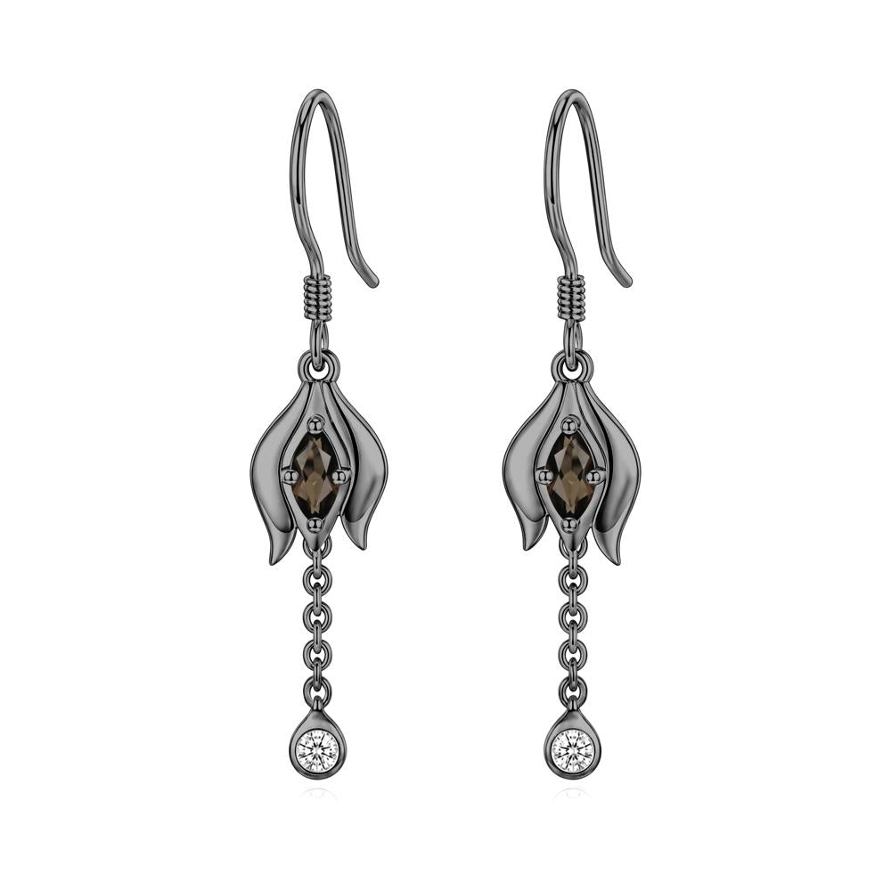 Garnet Tulip Dangle Hook Earrings - LUO Jewelry #gemstone_Smoky Quartz