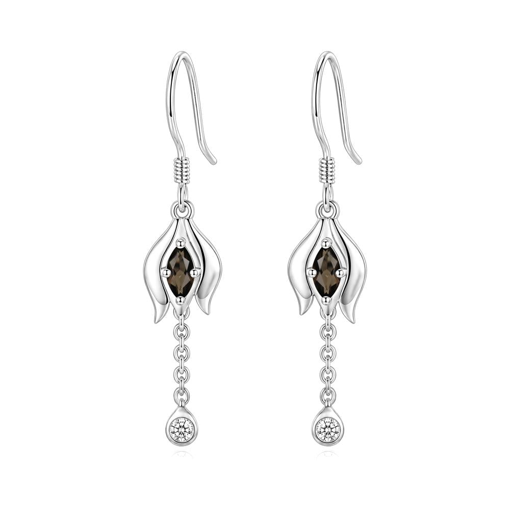 Garnet Tulip Dangle Hook Earrings - LUO Jewelry #gemstone_Smoky Quartz