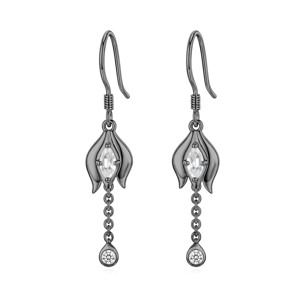 Garnet Tulip Dangle Hook Earrings - LUO Jewelry #gemstone_White Topaz