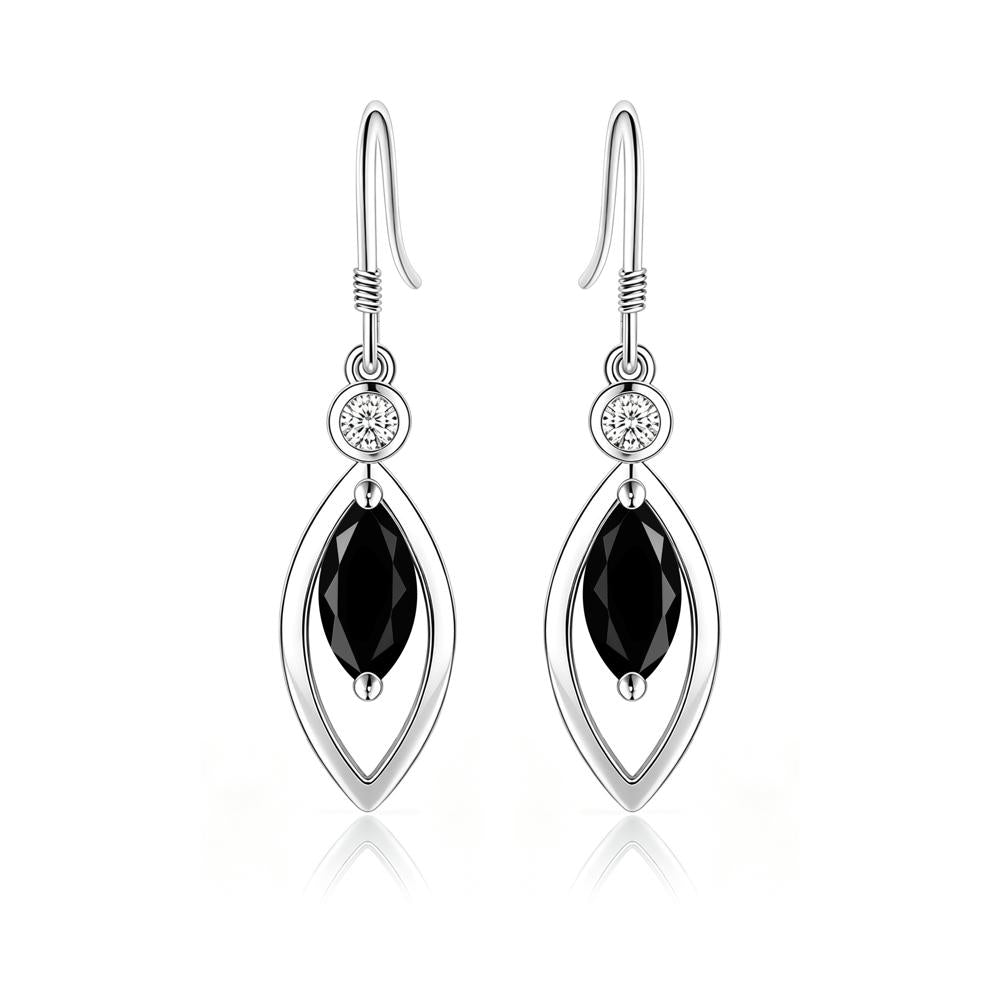 Leaf Inspired Alexandrite Dangle Earrings - LUO Jewelry #gemstone_Black Spinel