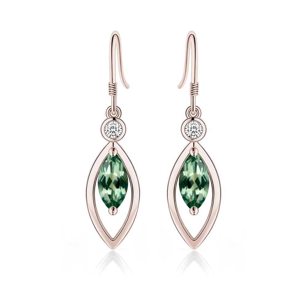 Leaf Inspired Alexandrite Dangle Earrings - LUO Jewelry #gemstone_Green Sapphire