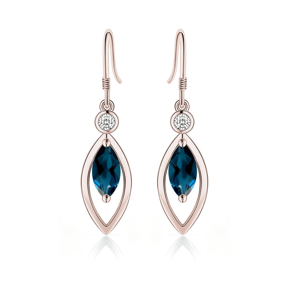 Leaf Inspired Alexandrite Dangle Earrings - LUO Jewelry #gemstone_London Blue Topaz