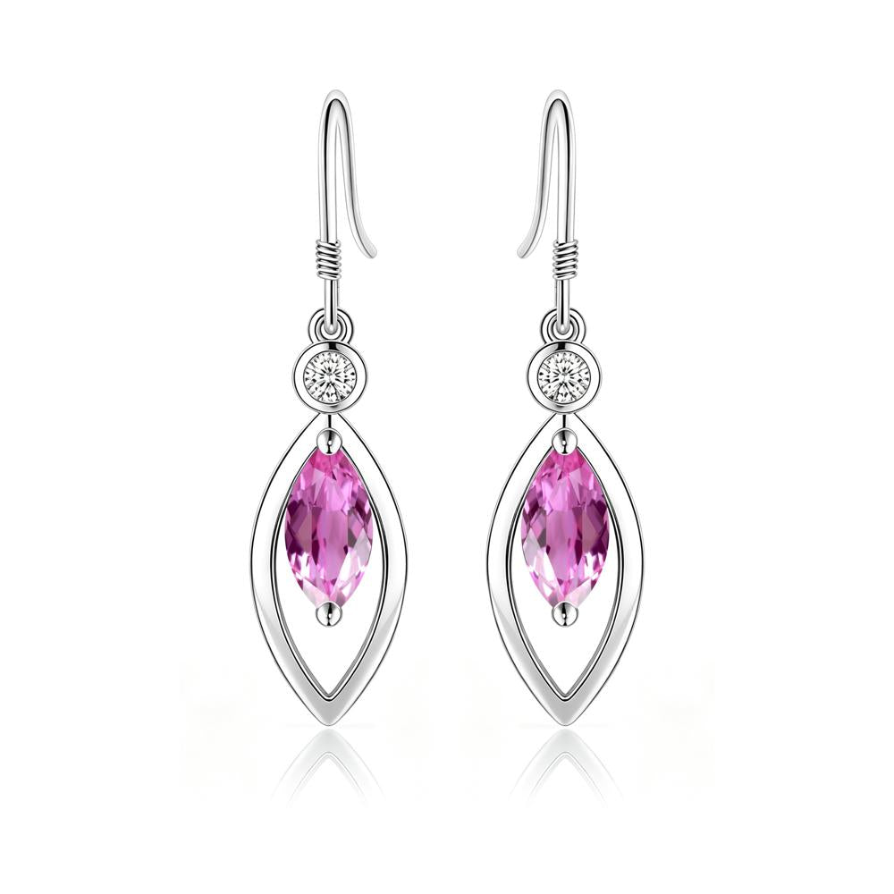 Leaf Inspired Alexandrite Dangle Earrings - LUO Jewelry #gemstone_Pink Sapphire