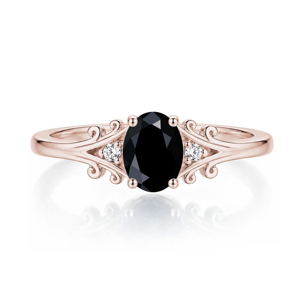 Oval Shaped London Blue Topaz Vine Scroll Ring - LUO Jewelry #gemstone_Black Spinel