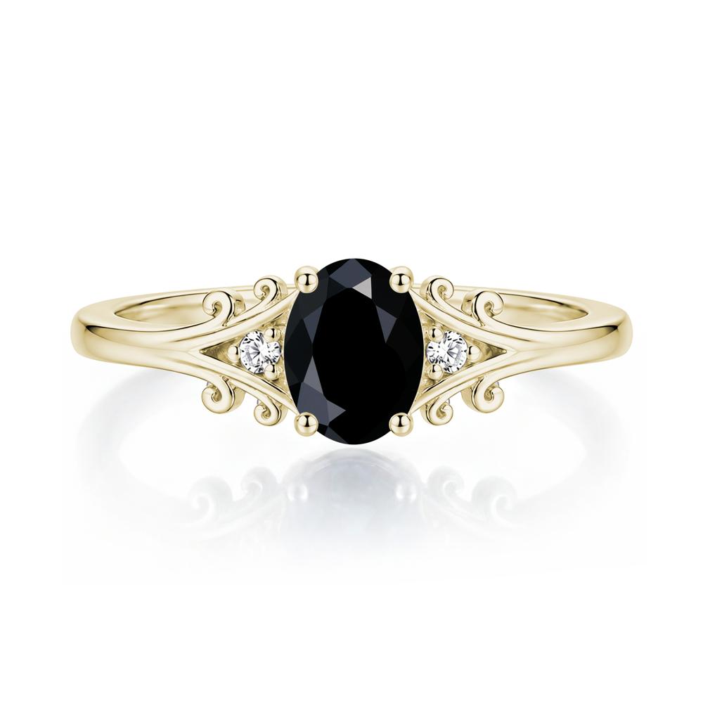 Oval Shaped London Blue Topaz Vine Scroll Ring - LUO Jewelry #gemstone_Black Spinel
