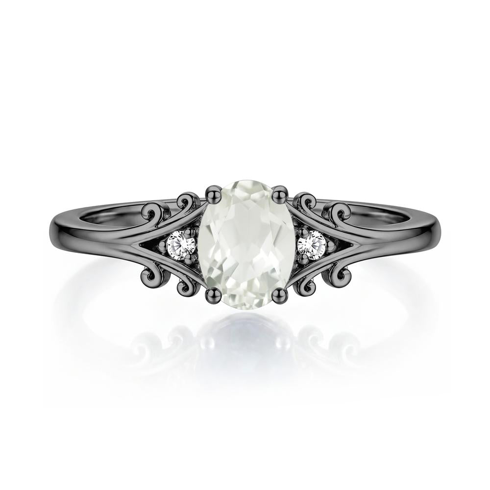 Oval Shaped London Blue Topaz Vine Scroll Ring - LUO Jewelry #gemstone_Green Amethyst