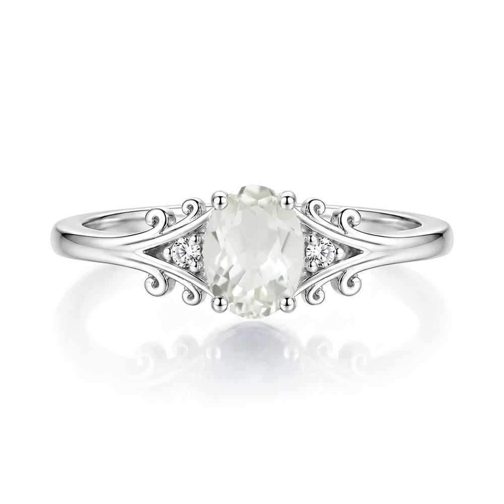Oval Shaped London Blue Topaz Vine Scroll Ring - LUO Jewelry #gemstone_Green Amethyst