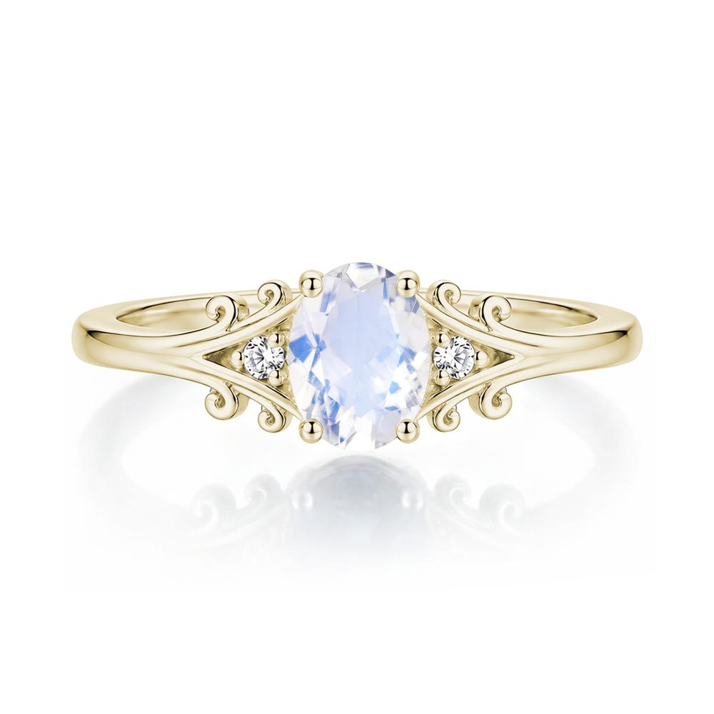 Oval Shaped London Blue Topaz Vine Scroll Ring - LUO Jewelry #gemstone_Moonstone