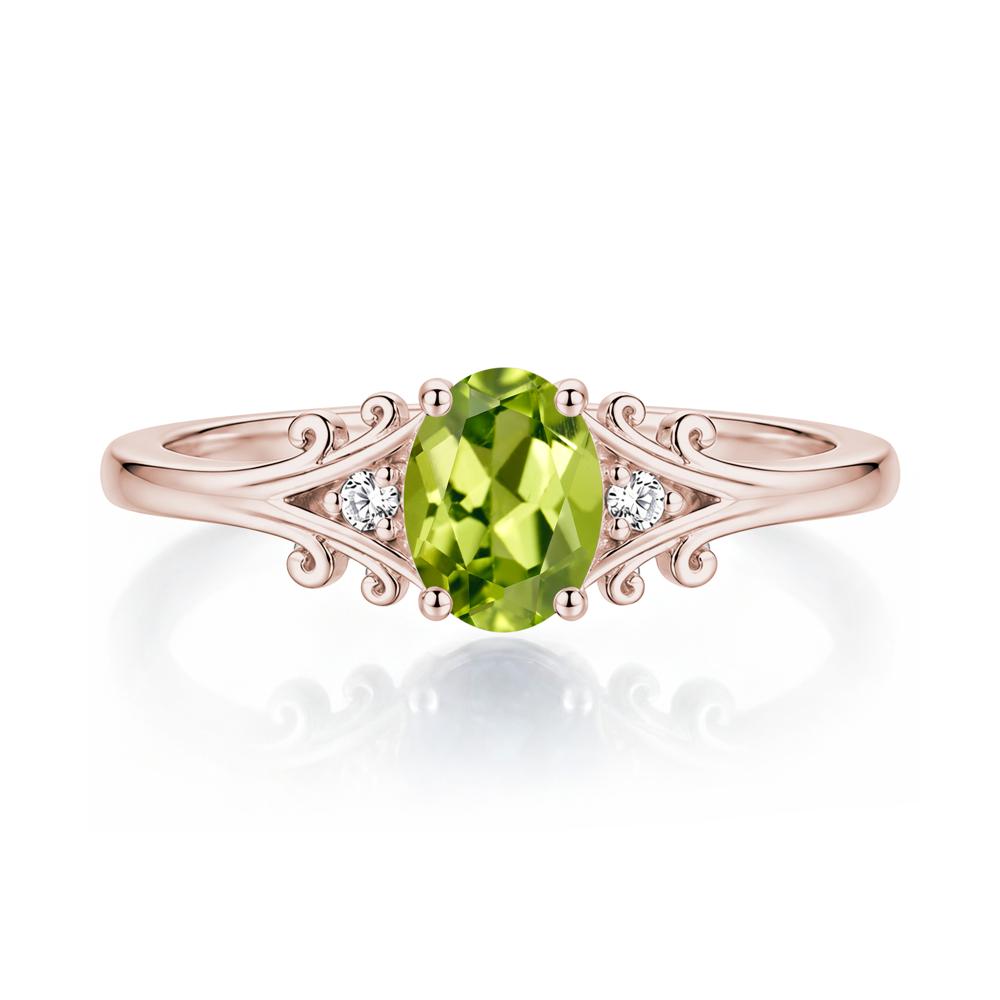 Oval Shaped London Blue Topaz Vine Scroll Ring - LUO Jewelry #gemstone_Peridot