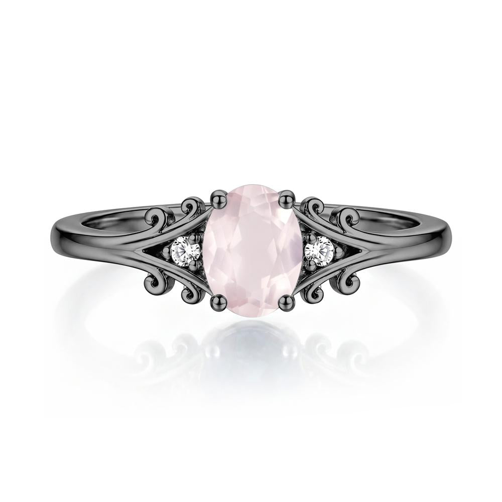 Oval Shaped London Blue Topaz Vine Scroll Ring - LUO Jewelry #gemstone_Rose Quartz