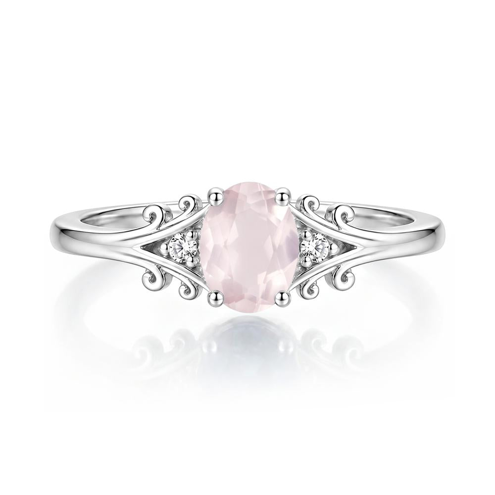 Oval Shaped London Blue Topaz Vine Scroll Ring - LUO Jewelry #gemstone_Rose Quartz