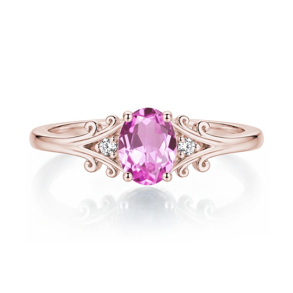 Oval Shaped London Blue Topaz Vine Scroll Ring - LUO Jewelry #gemstone_Pink Sapphire