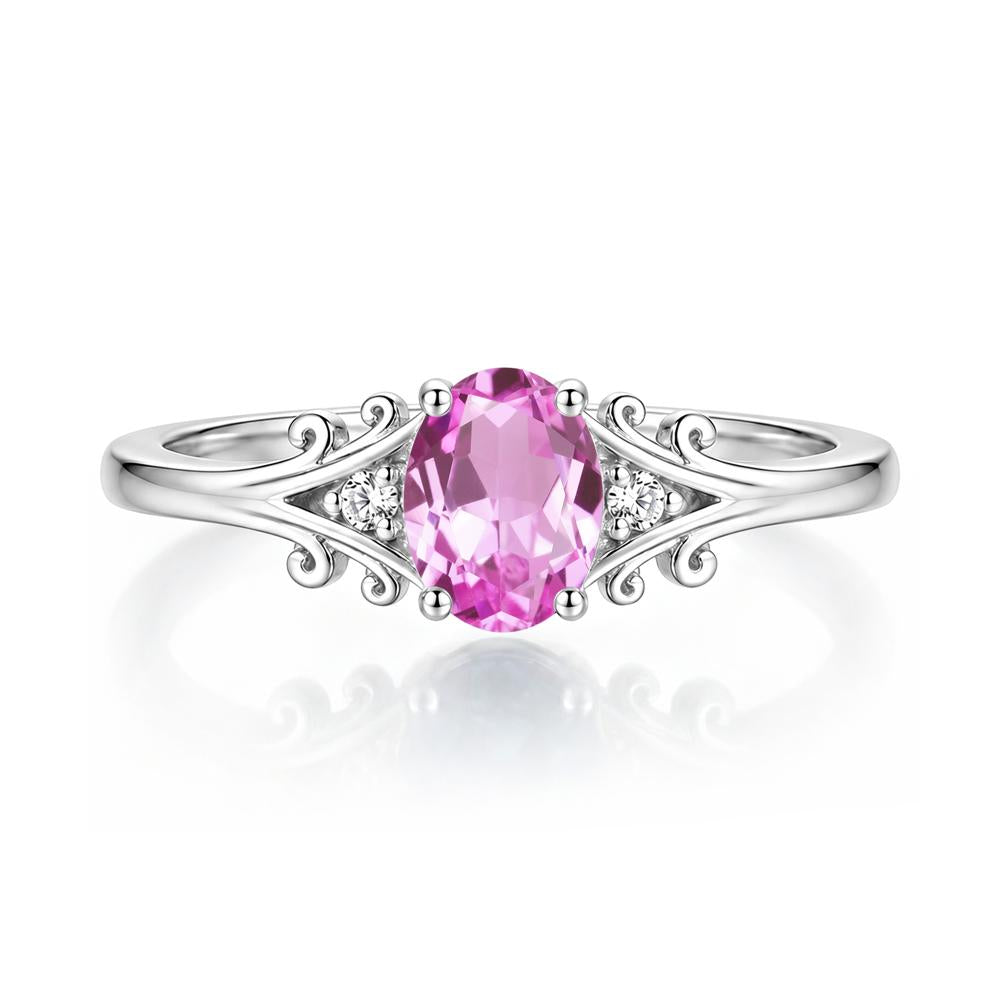 Oval Shaped London Blue Topaz Vine Scroll Ring - LUO Jewelry #gemstone_Pink Sapphire