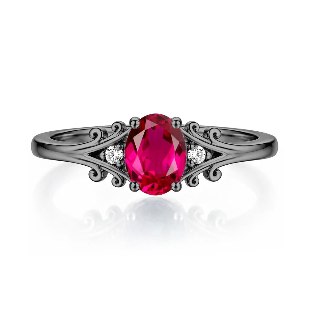 Oval Shaped London Blue Topaz Vine Scroll Ring - LUO Jewelry #gemstone_Ruby