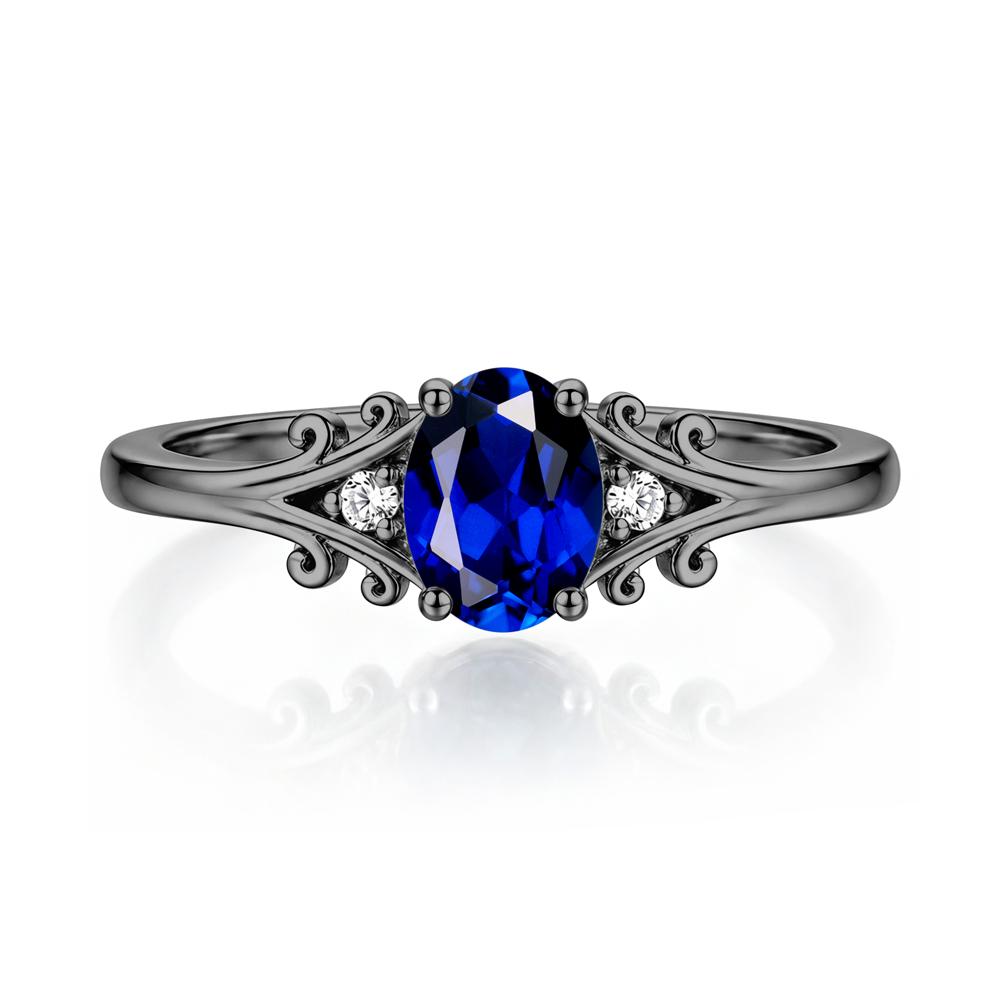 Oval Shaped London Blue Topaz Vine Scroll Ring - LUO Jewelry #gemstone_Sapphire