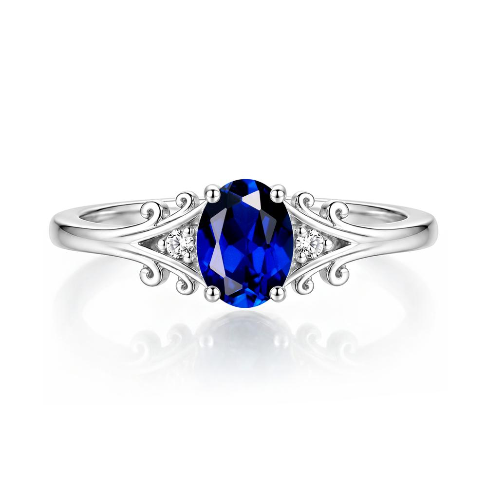 Oval Shaped London Blue Topaz Vine Scroll Ring - LUO Jewelry #gemstone_Sapphire