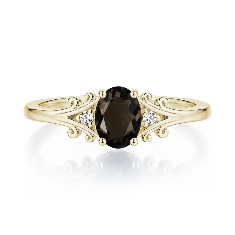 Oval Shaped London Blue Topaz Vine Scroll Ring - LUO Jewelry #gemstone_Smoky Quartz