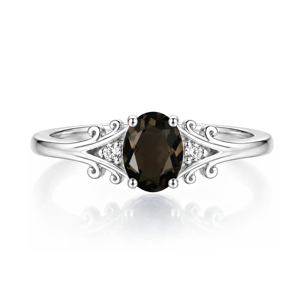 Oval Shaped London Blue Topaz Vine Scroll Ring - LUO Jewelry #gemstone_Smoky Quartz