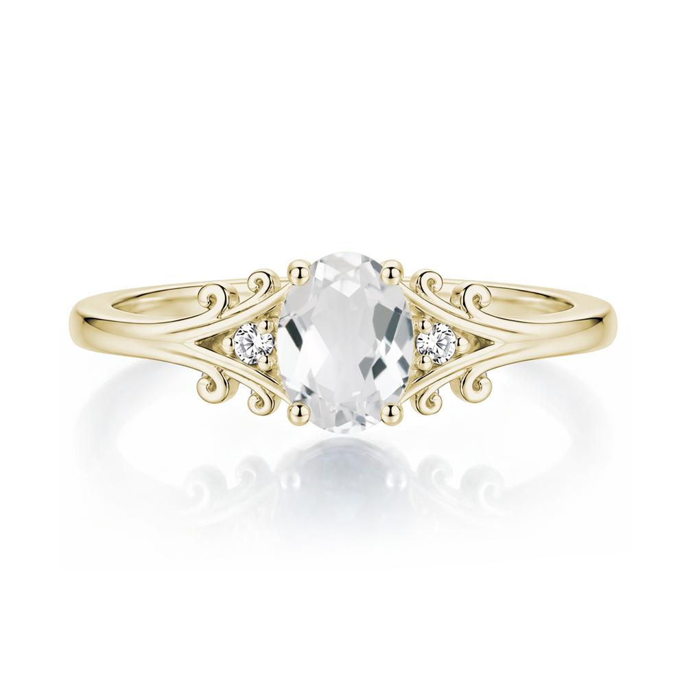 Oval Shaped London Blue Topaz Vine Scroll Ring - LUO Jewelry #gemstone_White Topaz