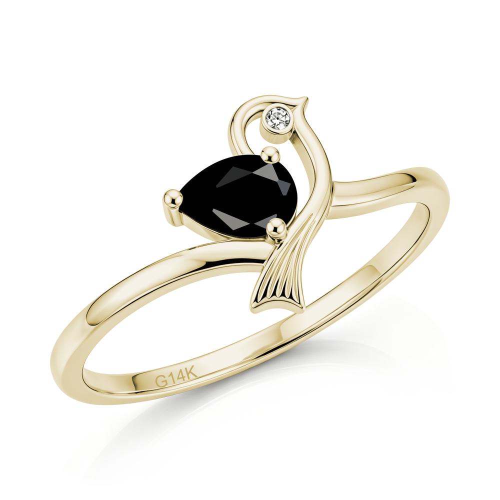 Pear Cut Alexandrite Bird Inspired Ring - LUO Jewelry #gemstone_Black Spinel