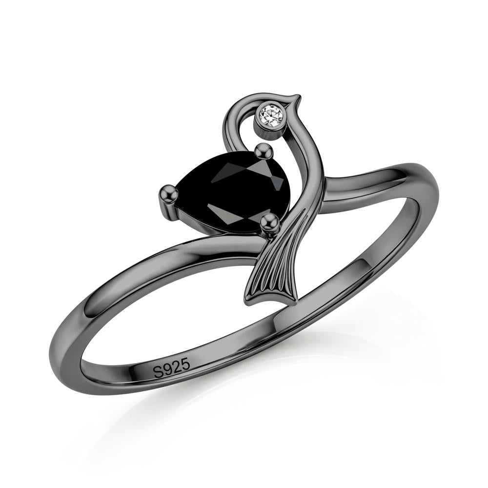 Pear Cut Alexandrite Bird Inspired Ring - LUO Jewelry #gemstone_Black Spinel