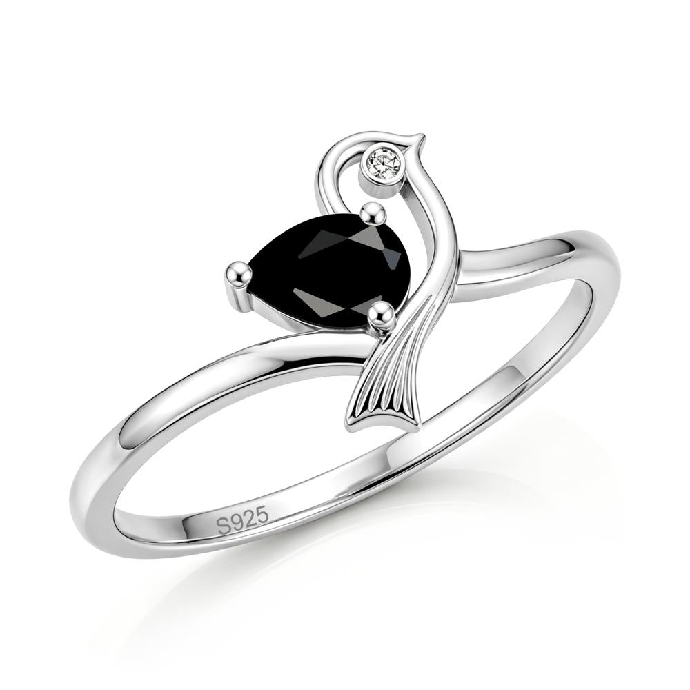 Pear Cut Alexandrite Bird Inspired Ring - LUO Jewelry #gemstone_Black Spinel