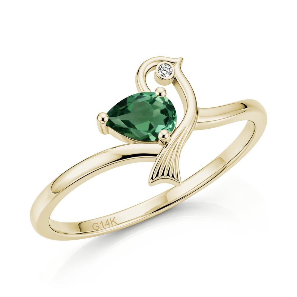 Pear Cut Alexandrite Bird Inspired Ring - LUO Jewelry #gemstone_Green Sapphire