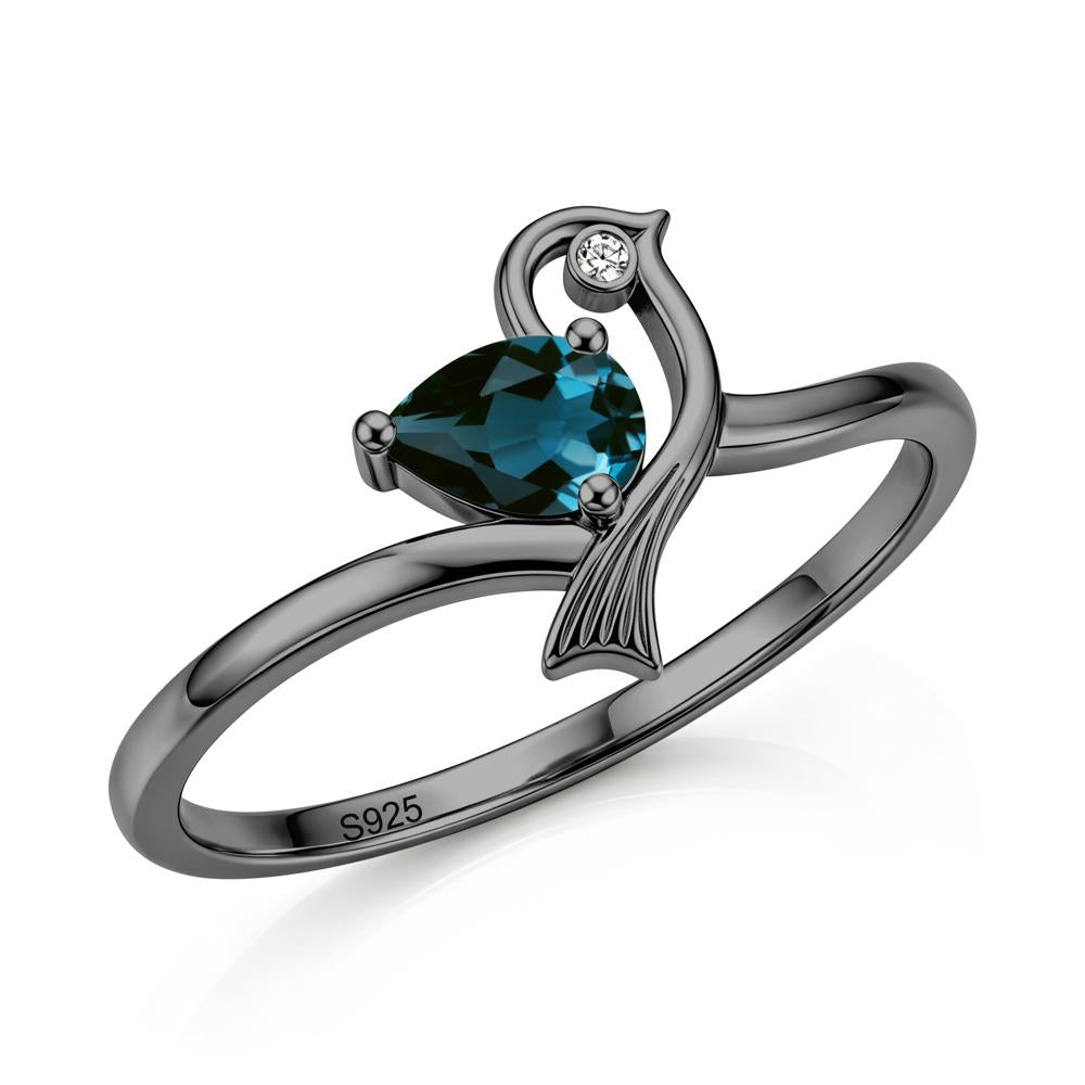 Pear Cut Alexandrite Bird Inspired Ring - LUO Jewelry #gemstone_London Blue Topaz
