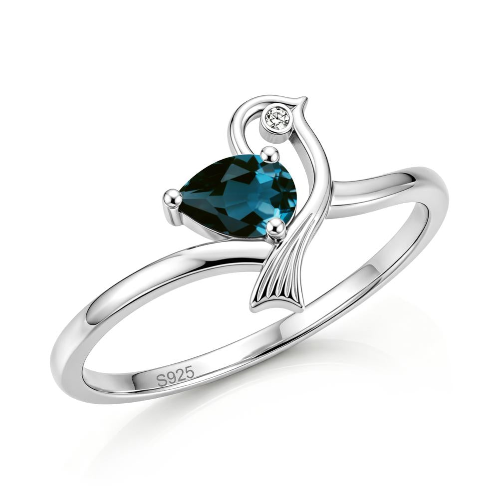 Pear Cut Alexandrite Bird Inspired Ring - LUO Jewelry #gemstone_London Blue Topaz