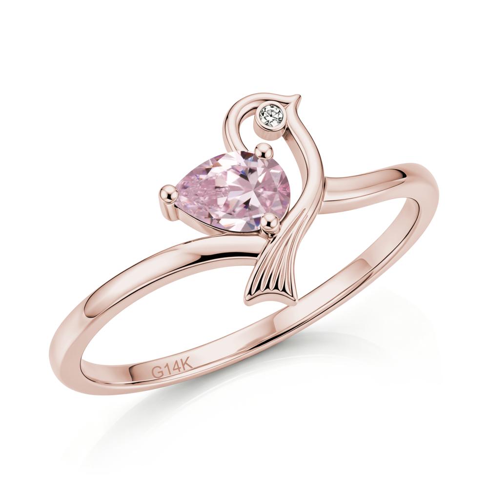 Pear Cut Alexandrite Bird Inspired Ring - LUO Jewelry #gemstone_Pink Cubic Zirconia