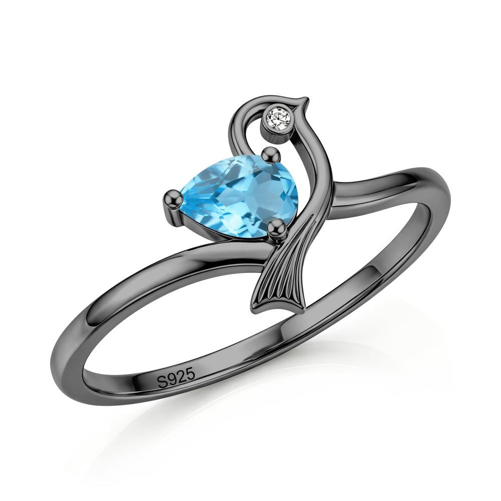 Pear Cut Alexandrite Bird Inspired Ring - LUO Jewelry #gemstone_Swiss Blue Topaz
