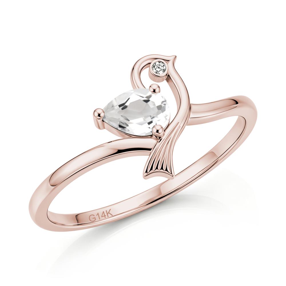 Pear Cut Alexandrite Bird Inspired Ring - LUO Jewelry #gemstone_White Topaz