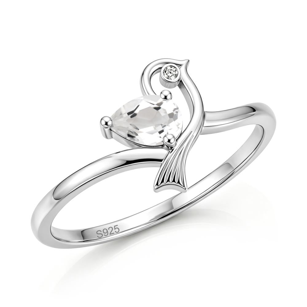 Pear Cut Alexandrite Bird Inspired Ring - LUO Jewelry #gemstone_White Topaz