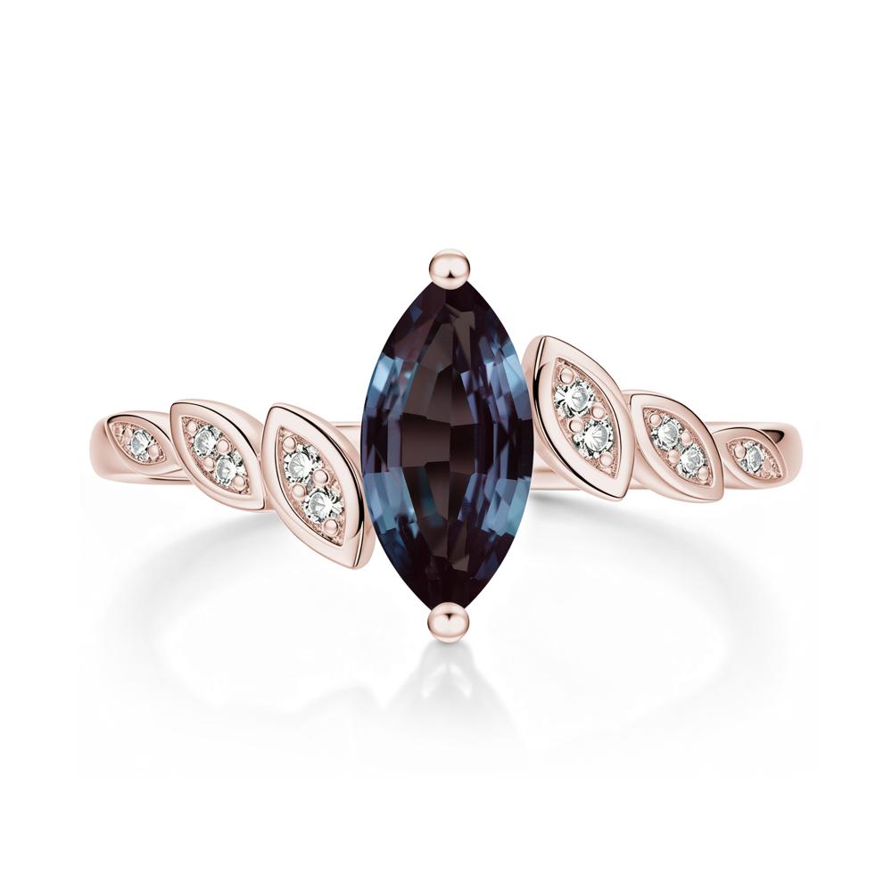 Marquise Cut London Blue Topaz Art Deco Leaf Bypass Ring - LUO Jewelry #gemstone_Alexandrite