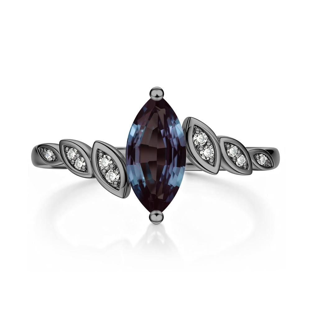 Marquise Cut London Blue Topaz Art Deco Leaf Bypass Ring - LUO Jewelry #gemstone_Alexandrite