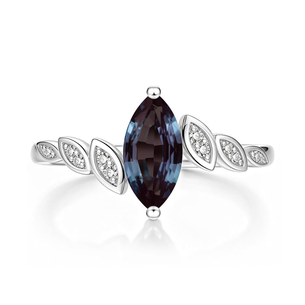 Marquise Cut London Blue Topaz Art Deco Leaf Bypass Ring - LUO Jewelry #gemstone_Alexandrite