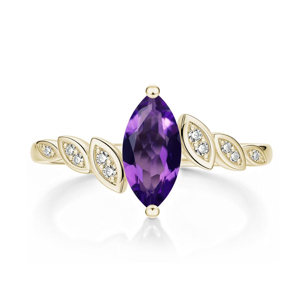 Marquise Cut London Blue Topaz Art Deco Leaf Bypass Ring - LUO Jewelry #gemstone_Amethyst