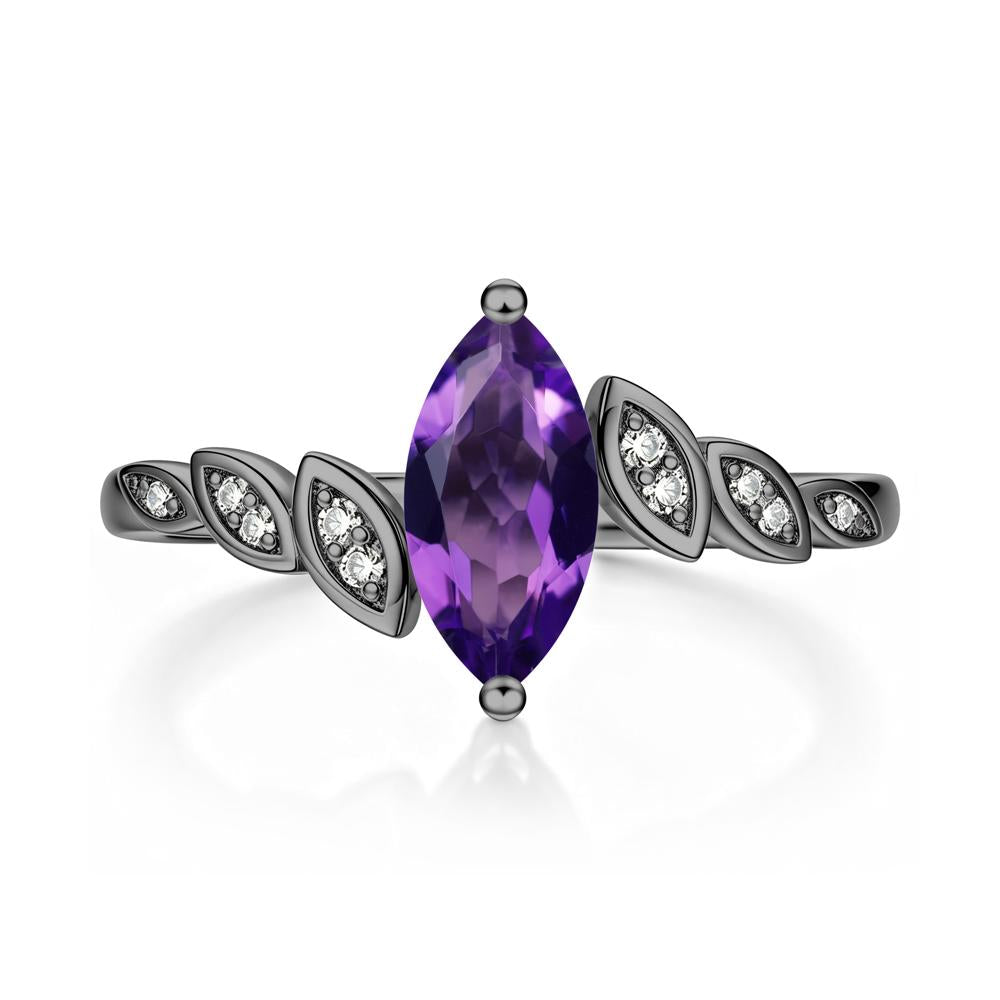 Marquise Cut London Blue Topaz Art Deco Leaf Bypass Ring - LUO Jewelry #gemstone_Amethyst