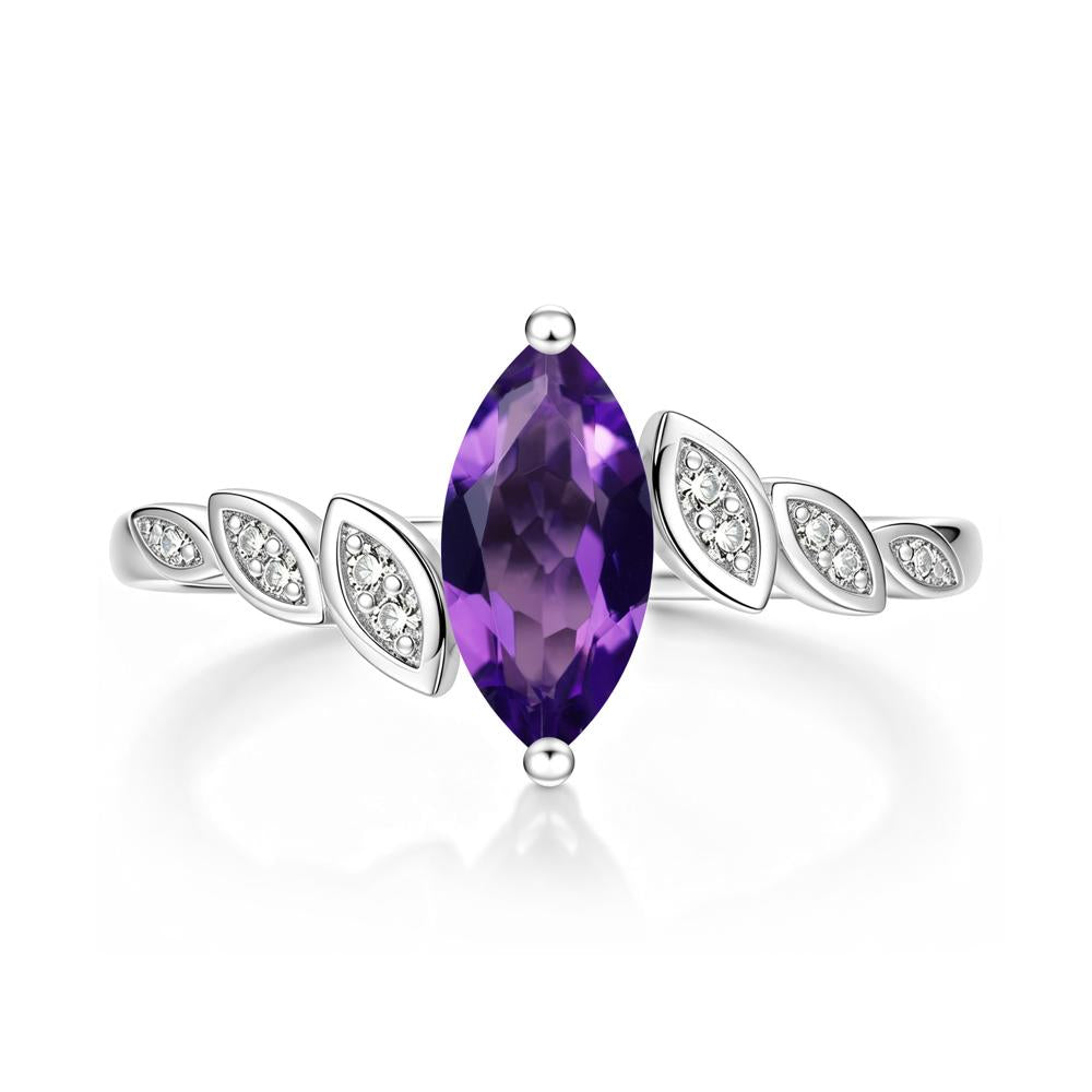 Marquise Cut London Blue Topaz Art Deco Leaf Bypass Ring - LUO Jewelry #gemstone_Amethyst
