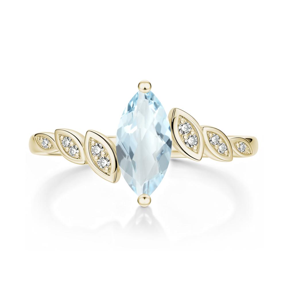 Marquise Cut London Blue Topaz Art Deco Leaf Bypass Ring - LUO Jewelry #gemstone_Aquamarine