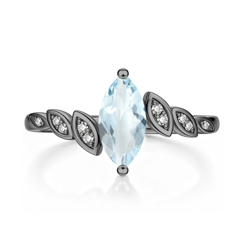 Marquise Cut London Blue Topaz Art Deco Leaf Bypass Ring - LUO Jewelry #gemstone_Aquamarine
