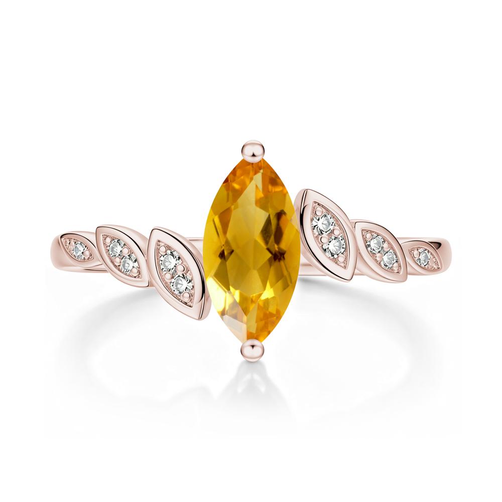 Marquise Cut London Blue Topaz Art Deco Leaf Bypass Ring - LUO Jewelry #gemstone_Citrine