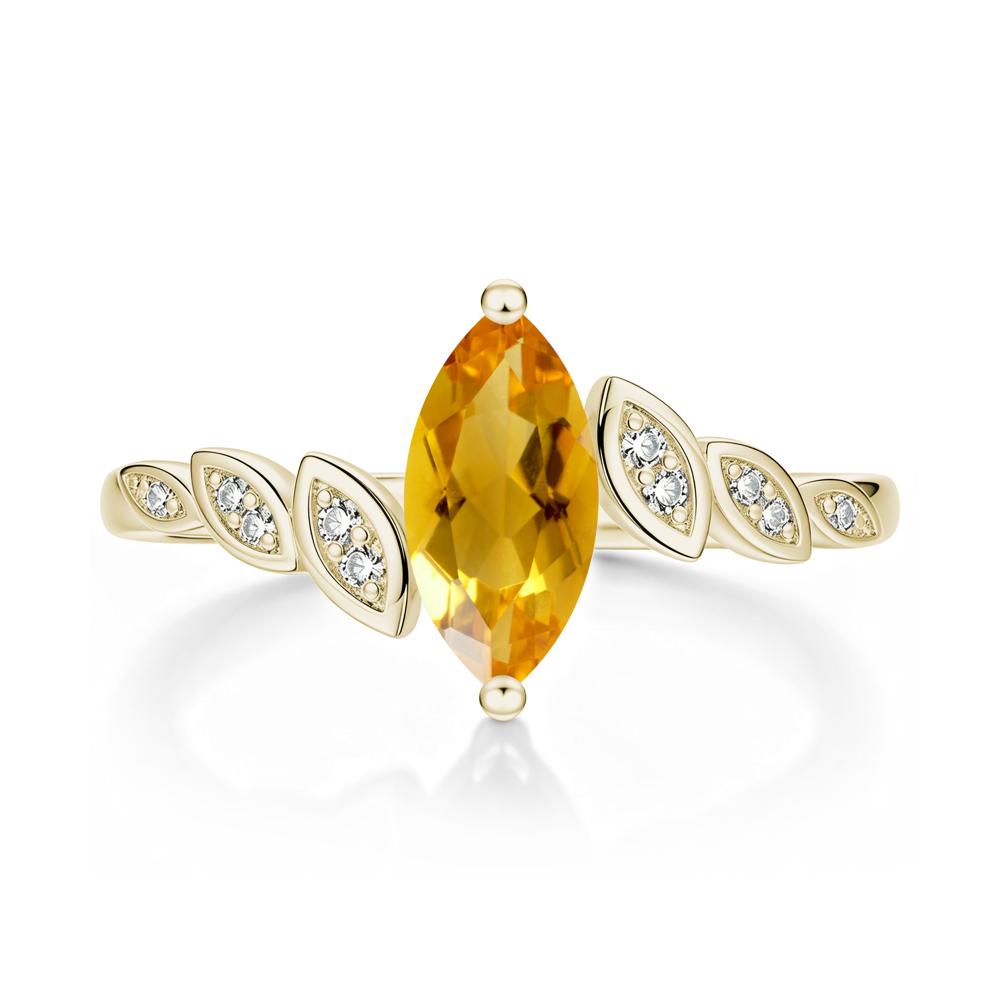 Marquise Cut London Blue Topaz Art Deco Leaf Bypass Ring - LUO Jewelry #gemstone_Citrine