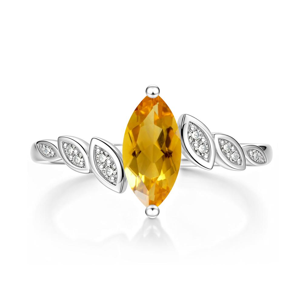 Marquise Cut London Blue Topaz Art Deco Leaf Bypass Ring - LUO Jewelry #gemstone_Citrine
