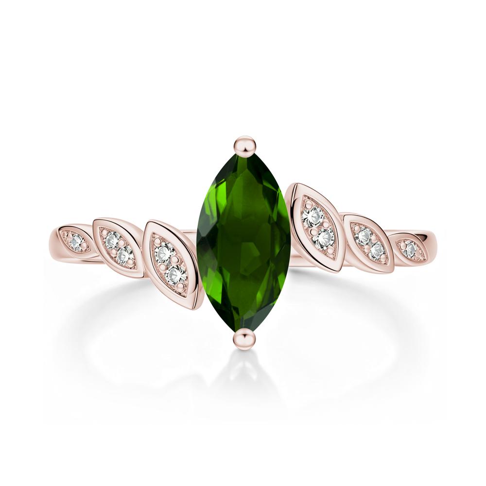 Marquise Cut London Blue Topaz Art Deco Leaf Bypass Ring - LUO Jewelry #gemstone_Diopside
