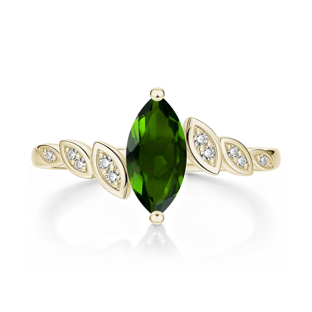 Marquise Cut London Blue Topaz Art Deco Leaf Bypass Ring - LUO Jewelry #gemstone_Diopside
