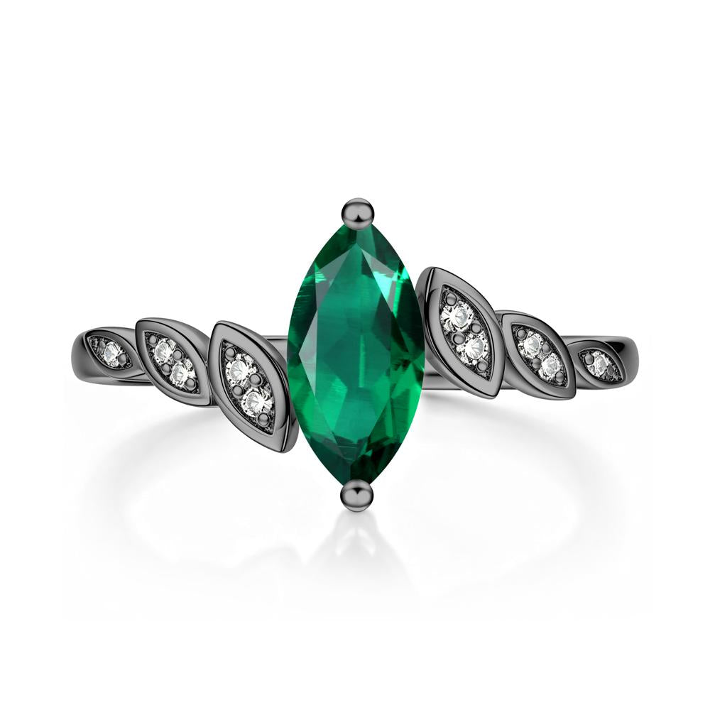 Marquise Cut London Blue Topaz Art Deco Leaf Bypass Ring - LUO Jewelry #gemstone_Emerald